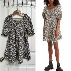 Levi’s Willa 100% Cotton Trapeze Black/Green/Pink Floral Mini Dress. Size XS